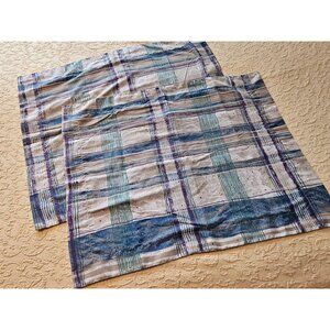 Plaid Standard Pillow Shams, 1990s Pillow Shams Blue Purple Green Beige